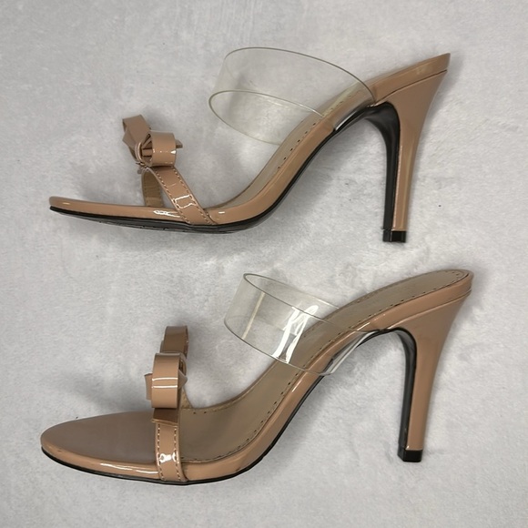 Adrienne Vittadini Nude Bow Slide Sandals 6 - Picture 8 of 11